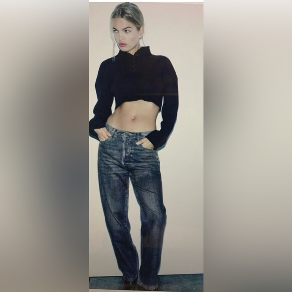 NWT ZARA SIGNATURE DENIM THE LOOSE FIT IN DISTRESSED RESIN STRAIGHT LEG EU34/US2 - Picture 15 of 15